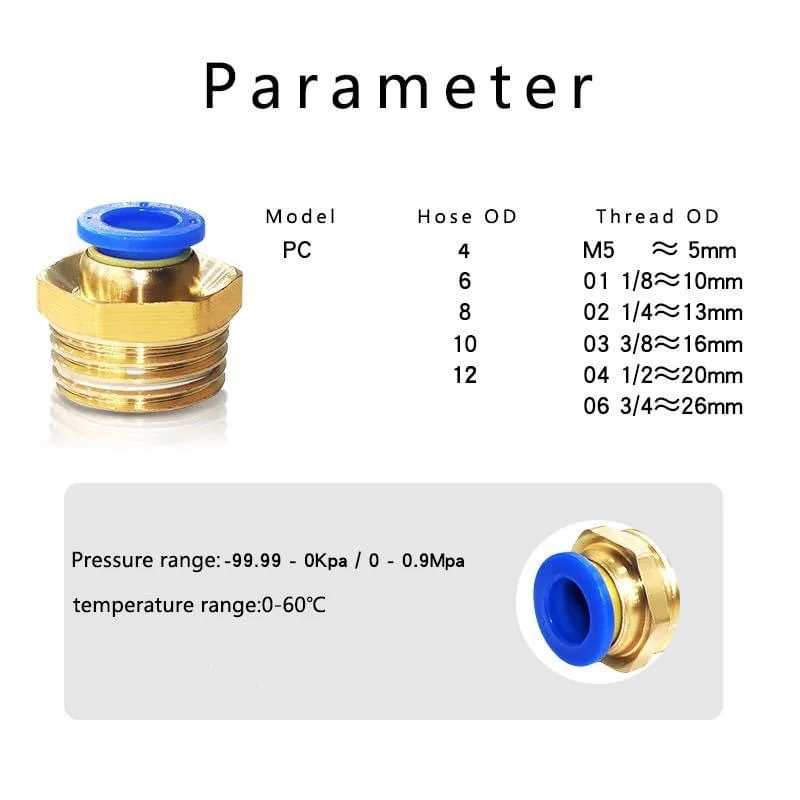 10/50개 공압 피팅 에어 커넥터 PC 4mm 6mm - Compression Fitting Brass 리뷰 및 가격